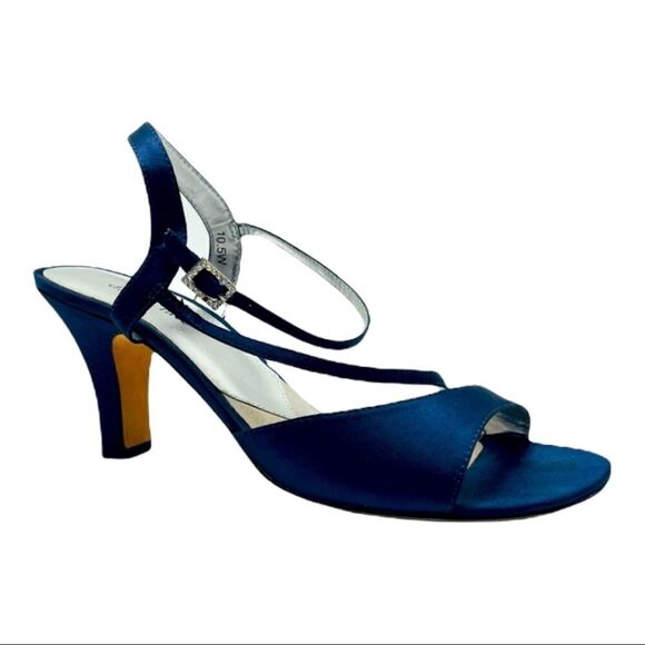 David Tate Blue Strappy Formal Heels Sz 10.5W - Picture 1 of 15